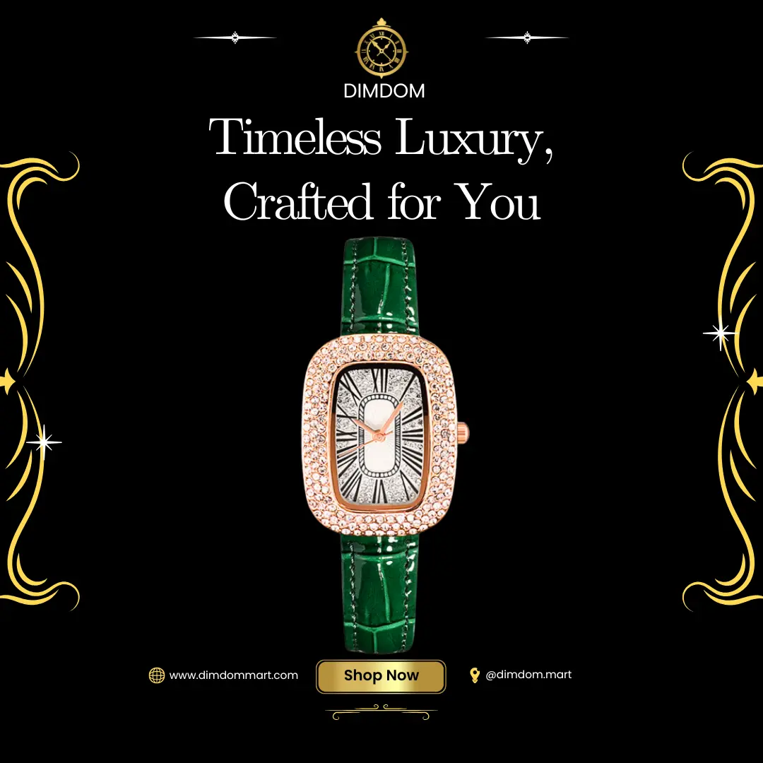 Elegant Green Crystal Women's Watch | Niche Design Pigeon Egg Dial | Rhinestone Gypsophila Luxury Timepiece | TikTok Trending